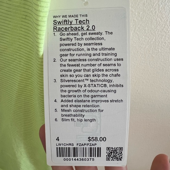 NWT Lululemon Swiftly Tech Racerback Tank Top 2.0, Size 4, Color: Faded Zap - Picture 7 of 7